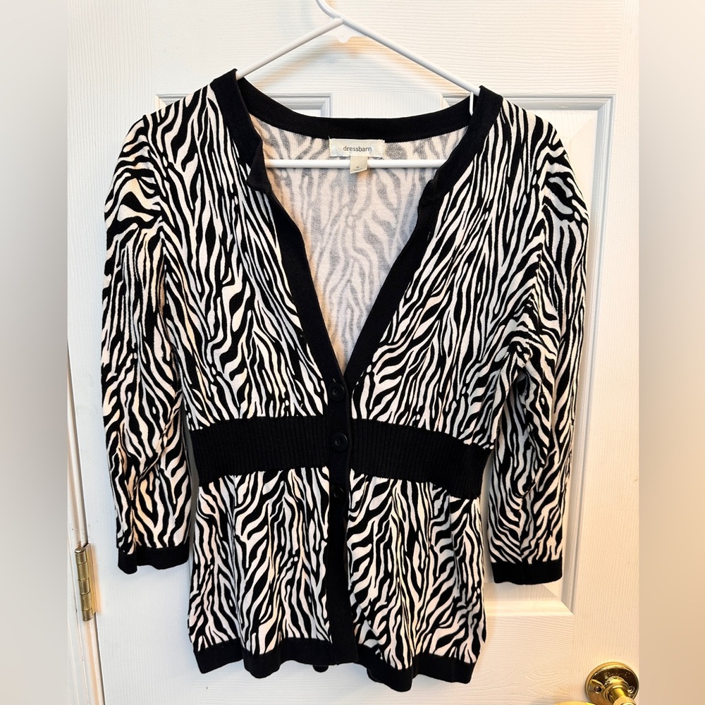 Dressbarn Zebra Print Women's Cardigan